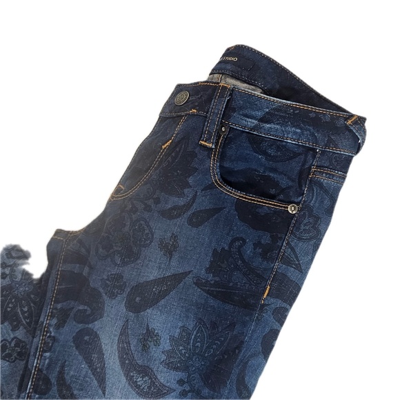 Vigoss Studio Floral Print Jeans Womens 26 Blue Denim Paisley Design Boho Skinny - Picture 2 of 11